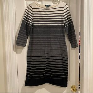 Ralph Lauren gray striped casual dress, large